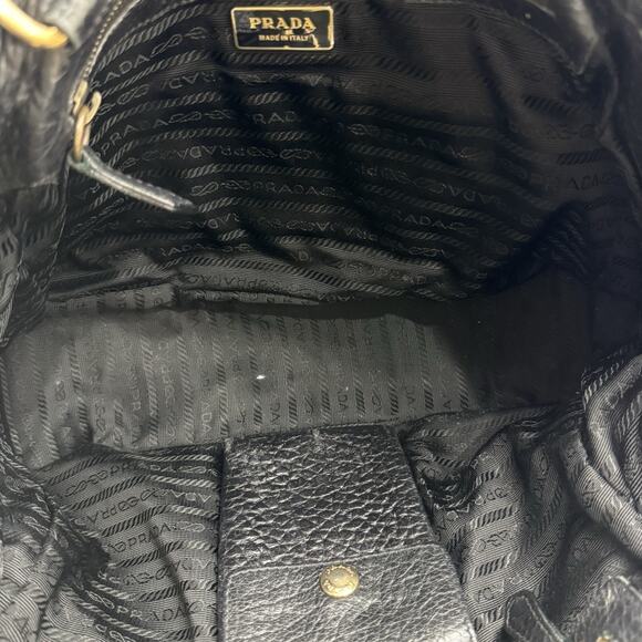 Vintage PRADA Black Tessuto Nylon Vitello Leather Trim Shoulder Tote Bag Y2K - Picture 8 of 16